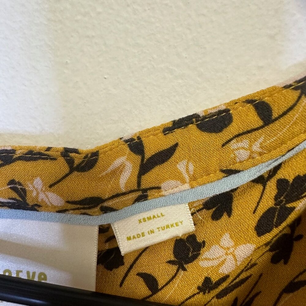 Maeve By Anthropologie Golden Yellow Cheyanne Floral Long Sleeve Blouse Top XS - Picture 3 of 5